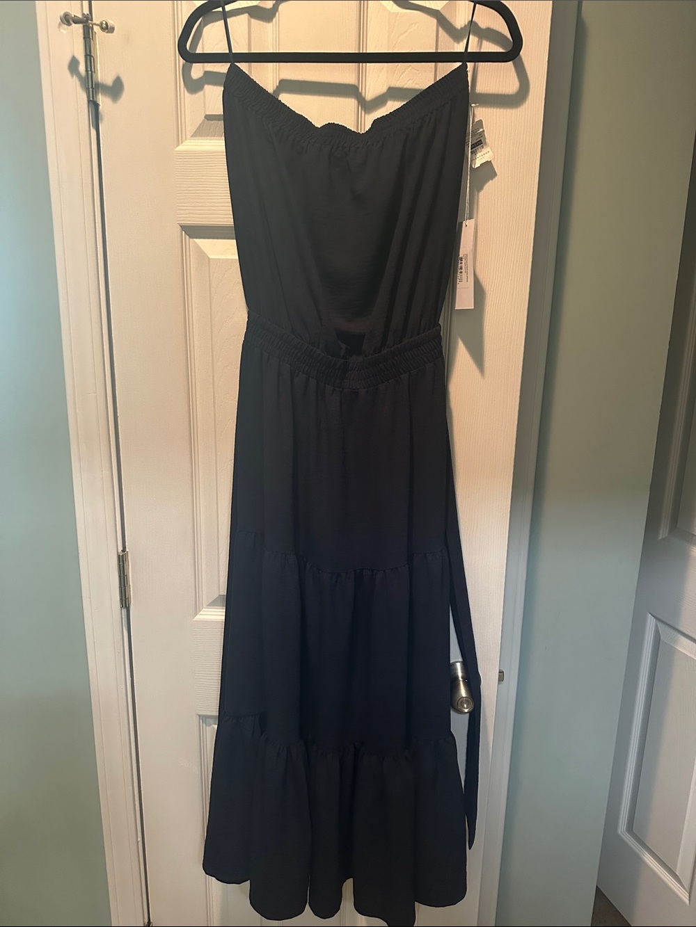 Navy Strapless Tiered Maxi Dress - , Women Dresses